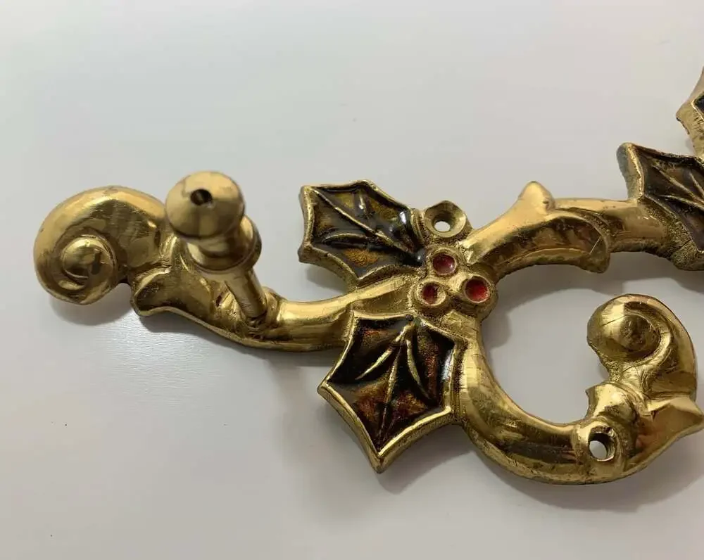 Brass Christmas Vintage Holly Coat hanger